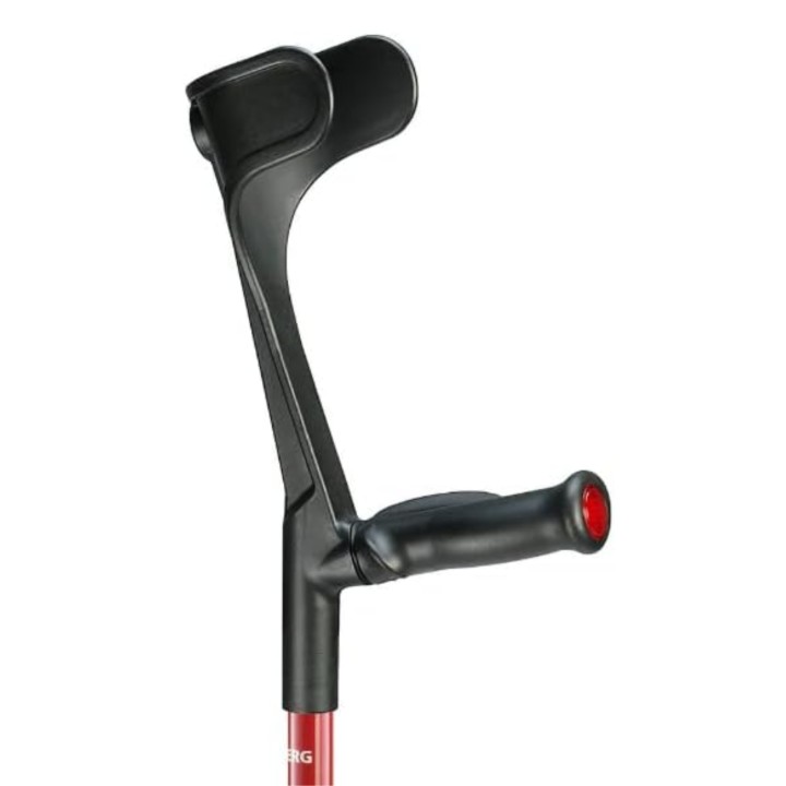 Ossenberg Open Cuff Carbon Fibre Folding Comfort Grip Red Crutch (Right Handed)